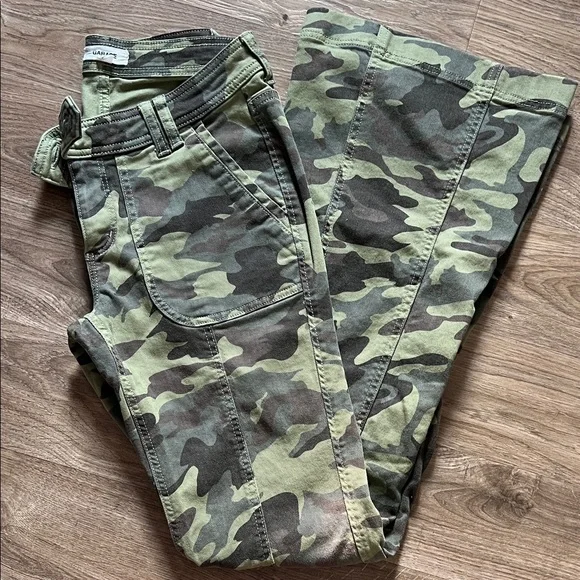 Garage Women’s Camo Flare Jeans in Olive Green - Picture 1 of 3